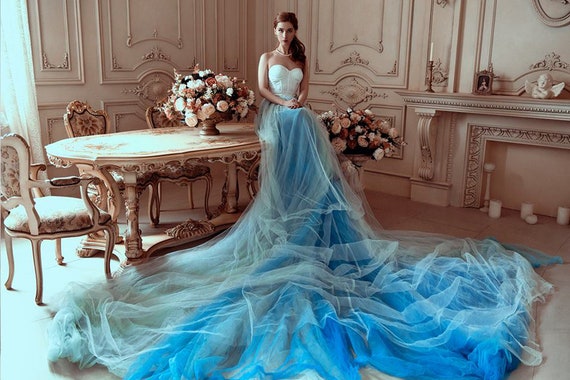 blue bridal dress