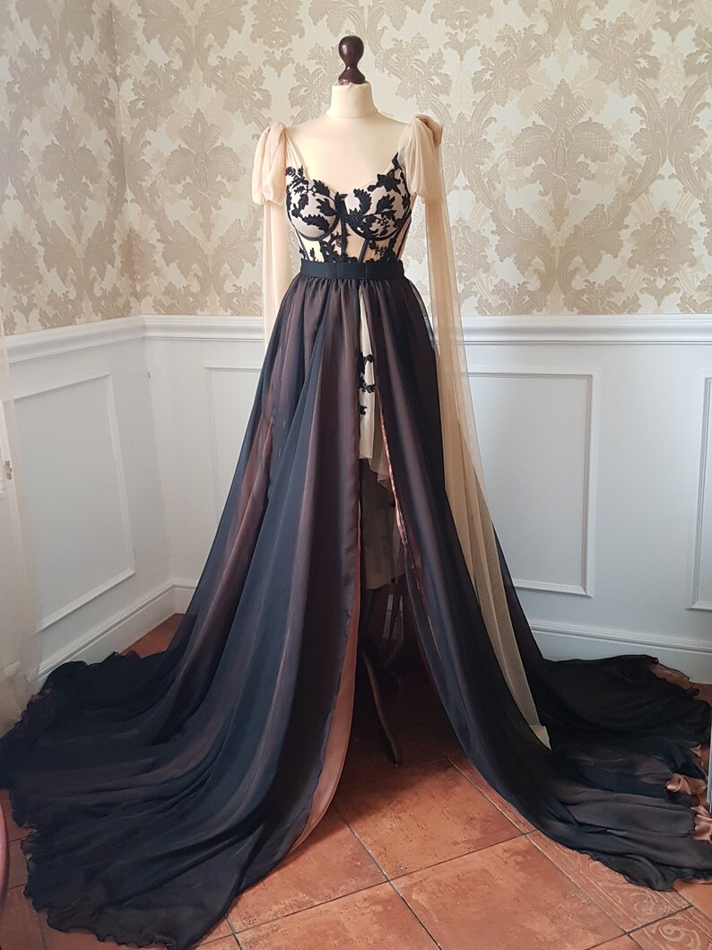 Gothic Wedding Skirt / Chiffon Bridal Skirt/ Removable Etsy