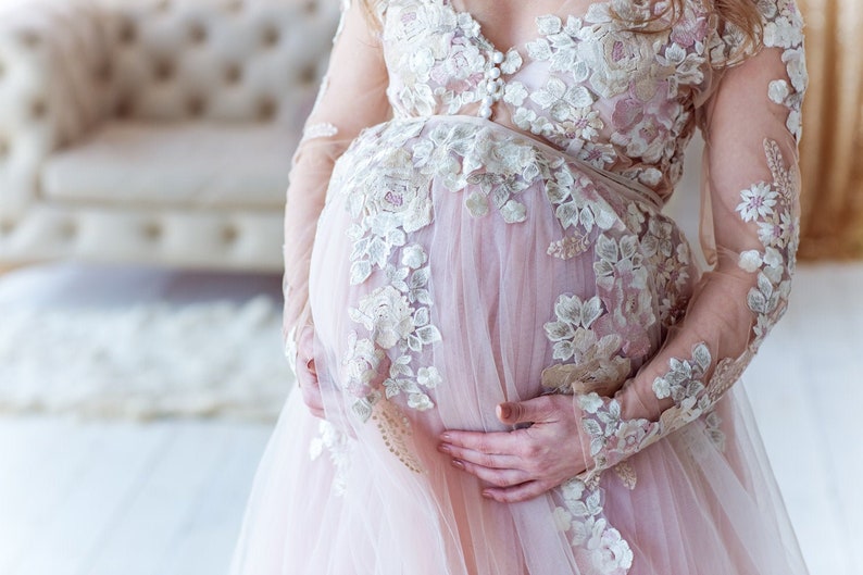 Maternity Pink Dress Maternity Pregnancy Gown Long Train Etsy