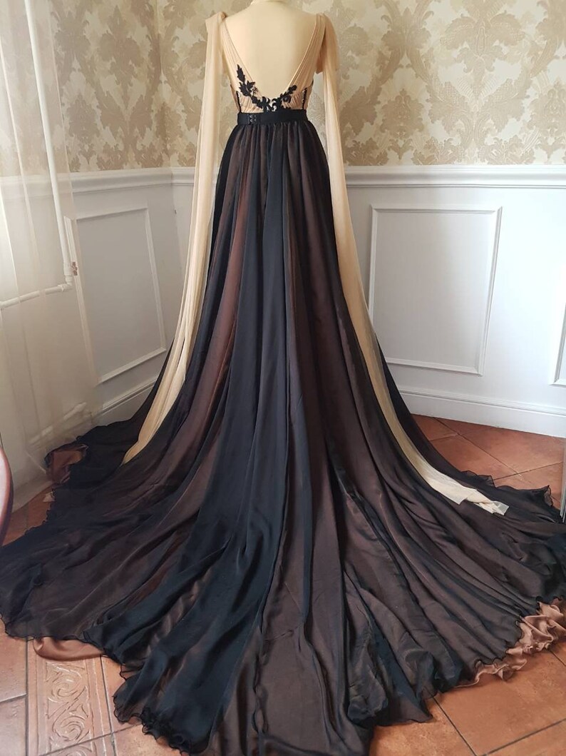 Gothic Wedding Skirt / Chiffon Bridal Skirt/ Removable Etsy