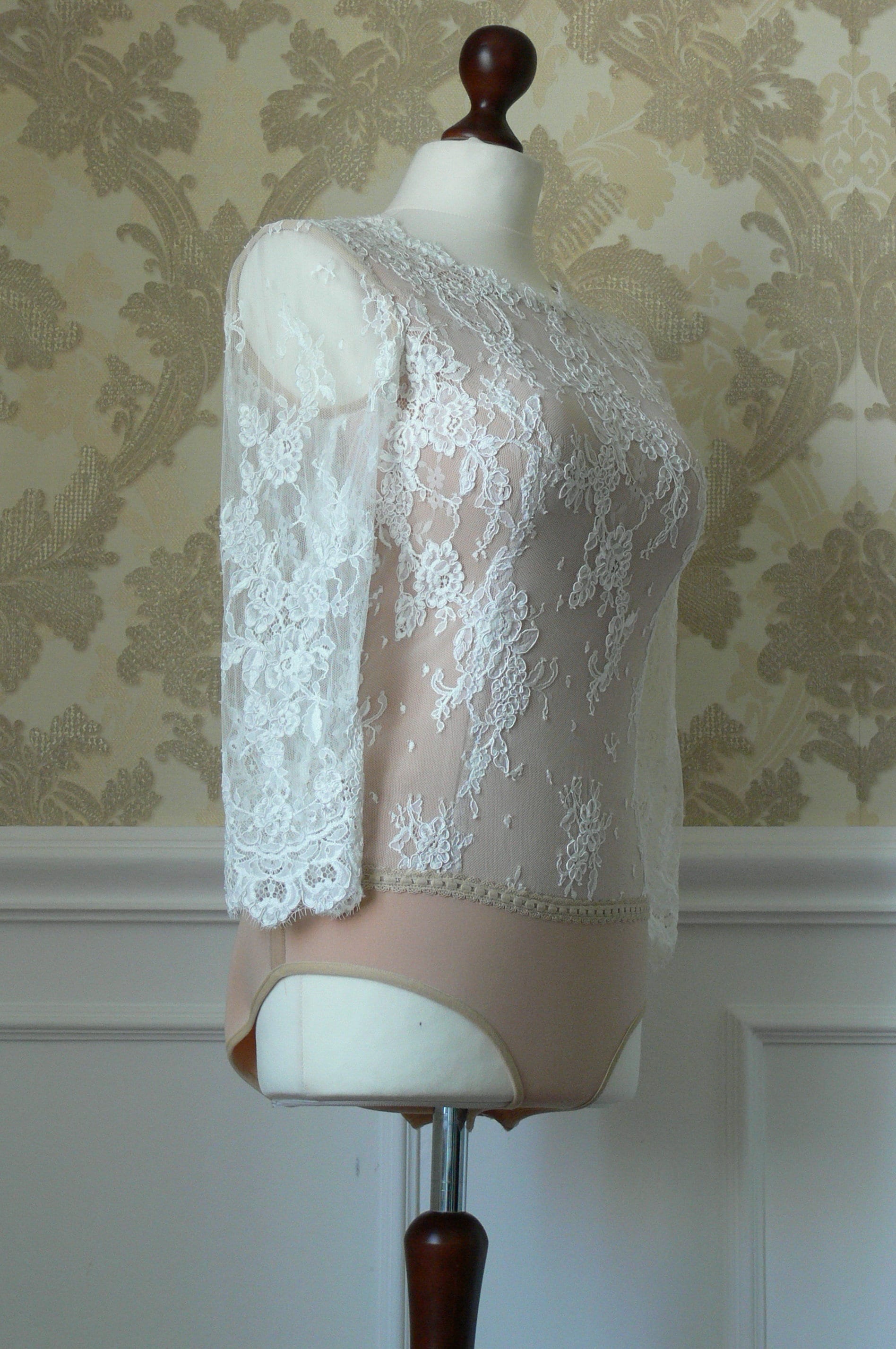 Bridal Bodysuit / Long Sleeves and Transparent Back Lace Etsy