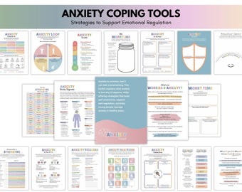 Anxiety Coping Skills Bundle: Kids & Teens Worksheets, Grounding Techniques (Digital Download)
