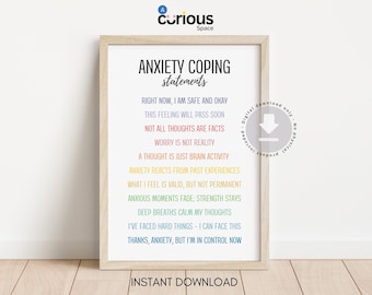 Teen Anxiety Coping Statements Poster: Calm Affirmations (Digital Download)