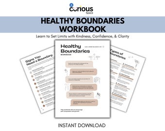Boundaries Workbook for Teens & Adults: Self-Care PDF Worksheets (Digital Download)