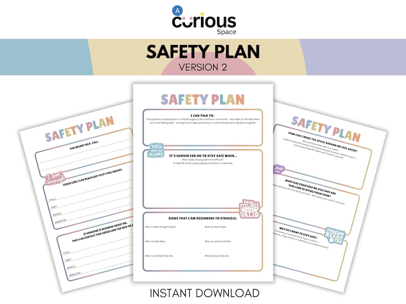 Safety Plan Guide Reducing Suicide Risk With A Safety Plan, Crisis Safety Plan, Teen ...