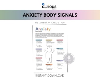 Anxiety Body Signals Poster: Emotional Regulation, Homeschool Counseling (Digital Download A4/US Letter PDF/JPEG Files)