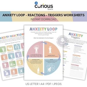 Anxiety Worksheets for Kids & Teens: Coping Skills, Triggers (Digital Download)
