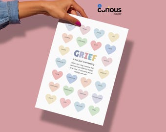 Grief Feelings Chart: Printable Worksheet for Teens and Children (Digital Download)