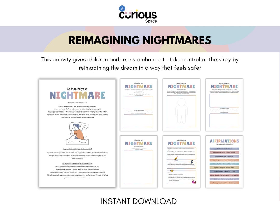 Nightmare Coping Skills Worksheets: Sleep Anxiety, Dreamwork (digital ...