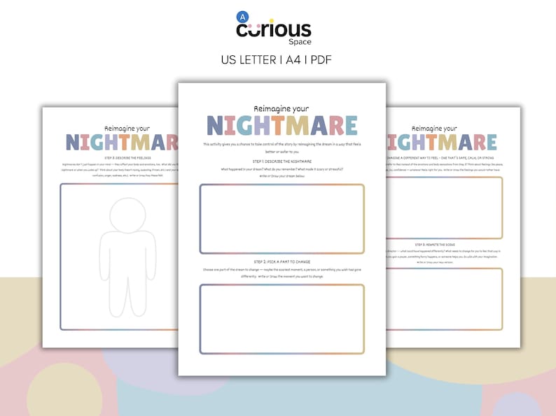 Nightmare Rotation Template Nightmare Coping Skills Worksheets: Sleep Anxiety, Dreamwork (digital ...
