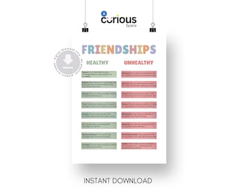 Folleto de amistades saludables y no saludables: Habilidades sociales imprimibles (descarga digital)