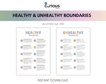 Healthy vs Unhealthy Boundaries Handout: Therapy & Counseling Tool (Digital Download)