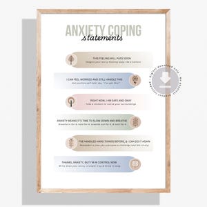 Póster con frases para afrontar la ansiedad, autocompasión, alivio de la ansiedad, herramientas para la ansiedad en adolescentes, autoestima, autorregulación, habilidades de afrontamiento en adolescentes