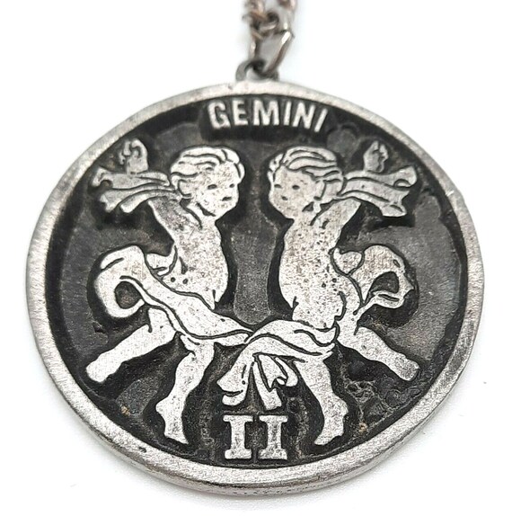 GEMINI Zodiac Astrology Sun Sign Twins Silver Pewter Pendant Leather Necklace GEMINI Zodiac Astrology Sun Sign Twins Silver Pewter Pendant Leather Necklace