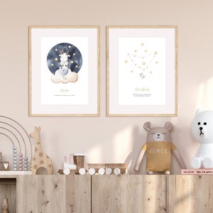 Baby zodiac sign &quot;Capricorn&quot; PDF • personalized birth poster with name and birth dates • gift for birth • baby room • digital