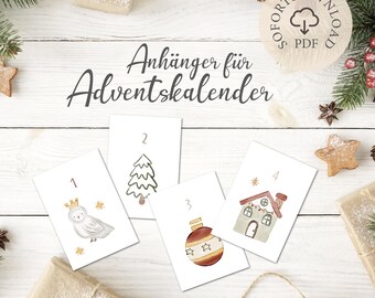 Advent calendar pendant DIY / PDF / Christmas pendant / to print yourself / digital file