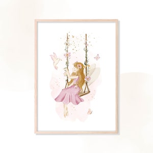 Póster habitación infantil Hada, impresión digital, set PDF A4 y A5, decoración pared