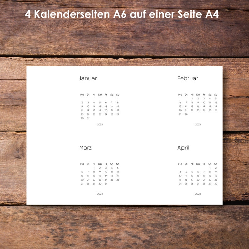 Kalender A6 Querformat 2023 Deutsch PDF Zum Selber Drucken - Etsy