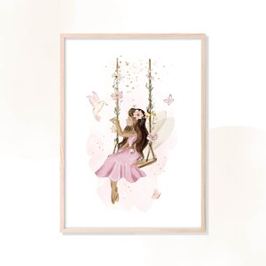 Póster habitación infantil Hada, impresión digital, set PDF A4 y A5, decoración pared
