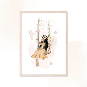 Póster habitación infantil Hada, impresión digital, set PDF A4 y A5, decoración pared