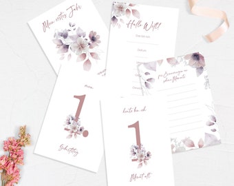 Milestone card PDF DIY, baby monthly cards, birth cards, baby's first year