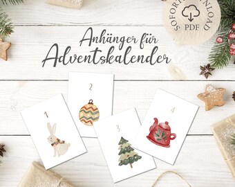 Advent calendar pendant DIY / PDF / Christmas pendant / to print yourself / digital file