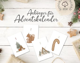 Advent calendar pendant DIY / PDF / Christmas pendant / to print yourself / digital file
