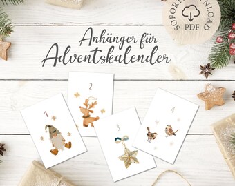 Advent calendar pendant DIY / PDF / Christmas pendant / to print yourself / digital file