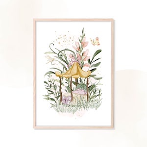Póster habitación infantil Casa de las Hadas, impresión digital, set PDF A4 y A5, decoración de pared