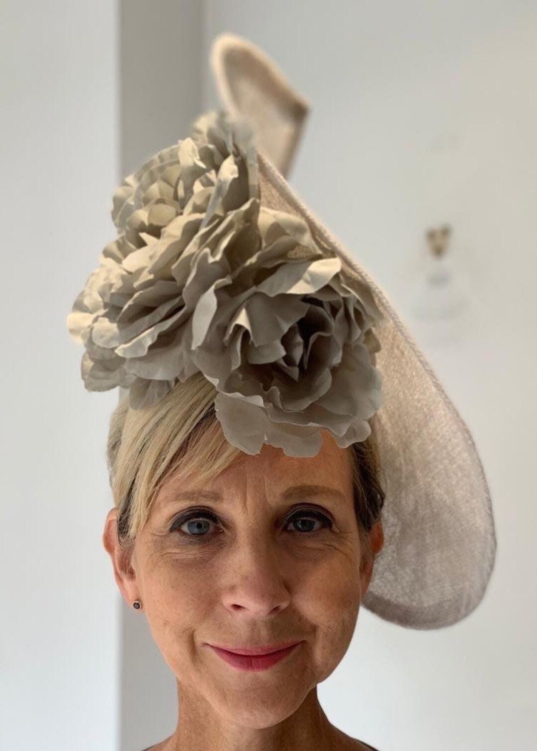 Large Grey Fascinator With Grey Flowers ELSIE Available in Different Colours Etsy