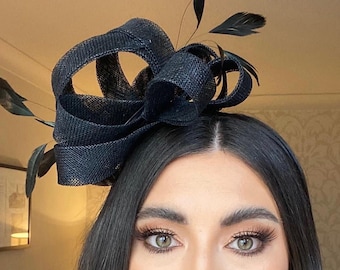 Black feather fascinator (Odile) available in other colours