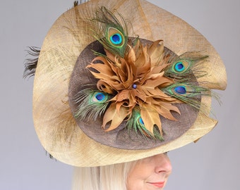 Peacock feather large fascinator ( Ascot)