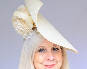 Ivory cream hat fascinator (REBECCA)