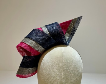 Large three colour fascinator (Gabrielle) different colours available. Please contact Hatilly to arrange bespoke colour scheme.