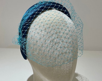 Veiled headband fascinator with vintage broach (Aida) available in different colours