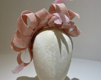 Pink fascinator with feathers (Bettina) available in other colours