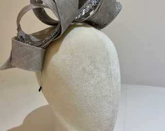 Silver sequinned fascinator (Estella). Available in other colours.