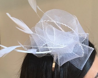 White fascinator with feathers (available in different colours)