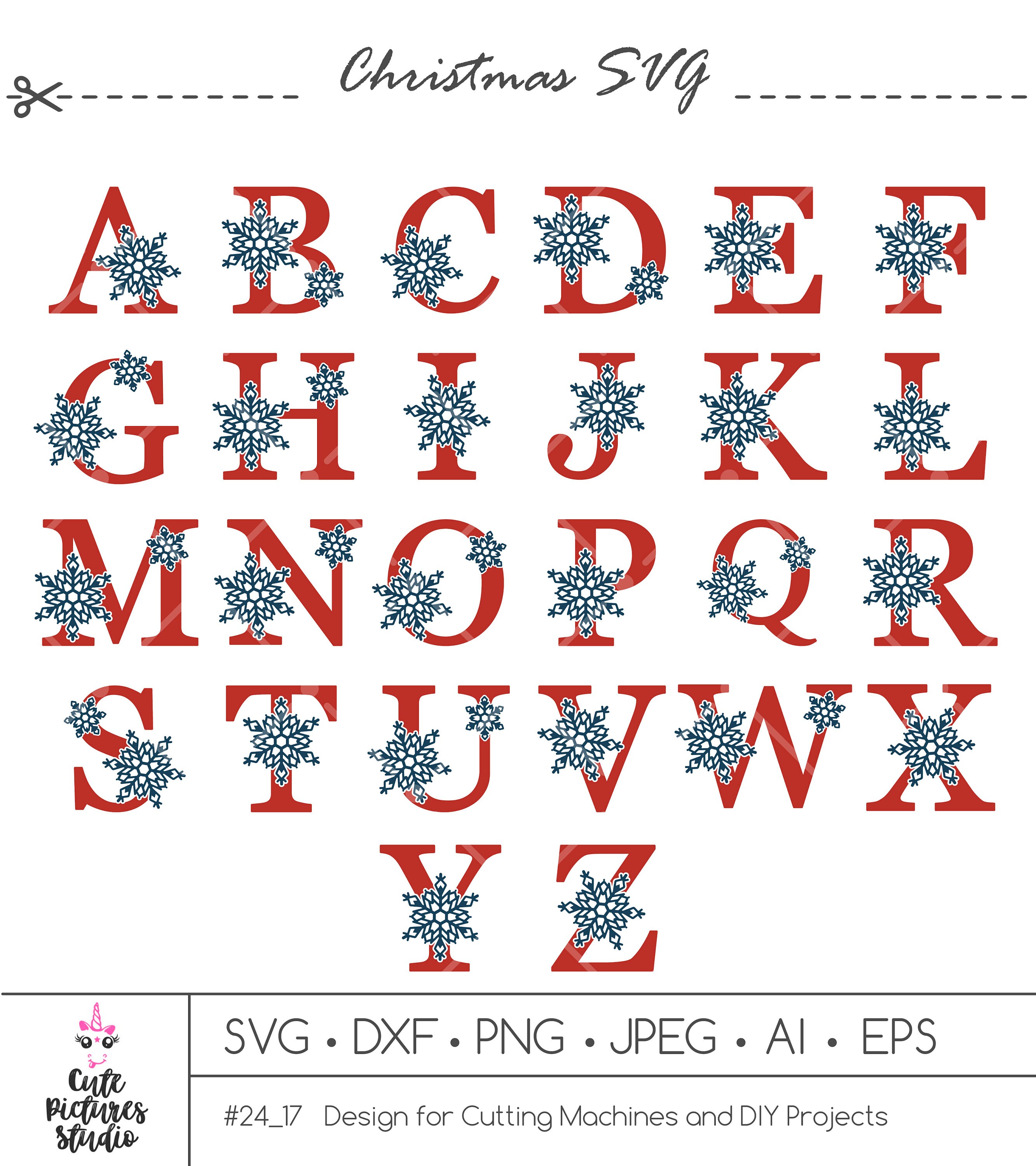 Download Full Christmas Alphabet Svg Cut File Snowflake Alphabet Svg Etsy