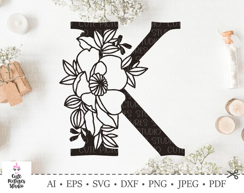 Download Botanical alphabet svg. Floral letter K svg. Cut file SVG ...