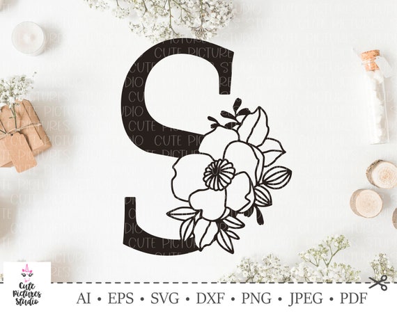 Download Floral Alphabet svg Alphabet cut file Flower Alphabet Svg Floral Letter S Svg Capital Letter S ...