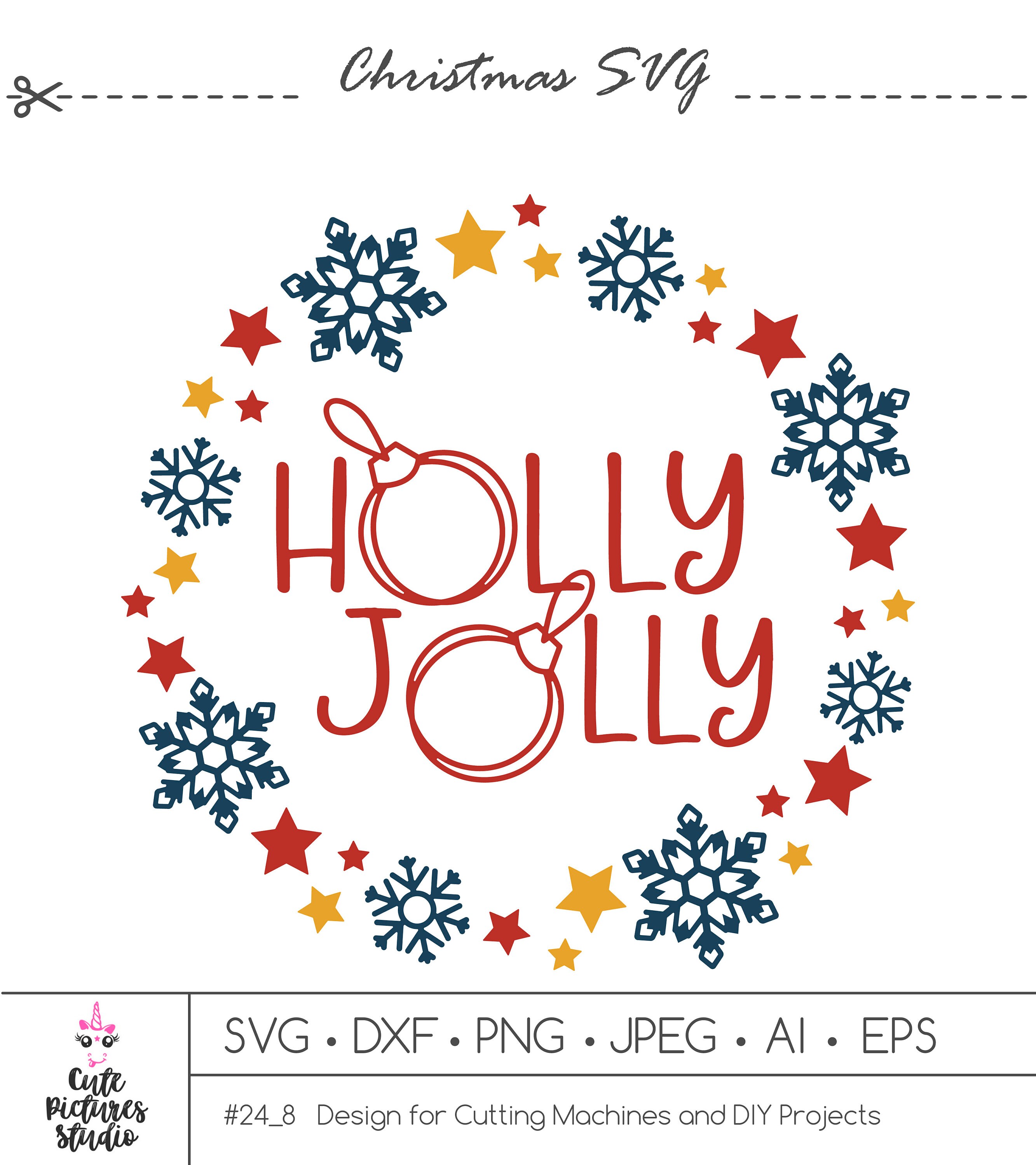 Download Christmas circle monogram frame with stars snowflakes SVG ...