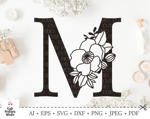 Download Botanical alphabet svg. Floral letter M svg. Cut file SVG ...