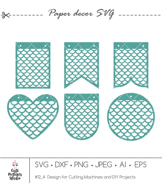 Download Mermaid Pennant Banners Flag Svg Cut File Paper Banner Etsy