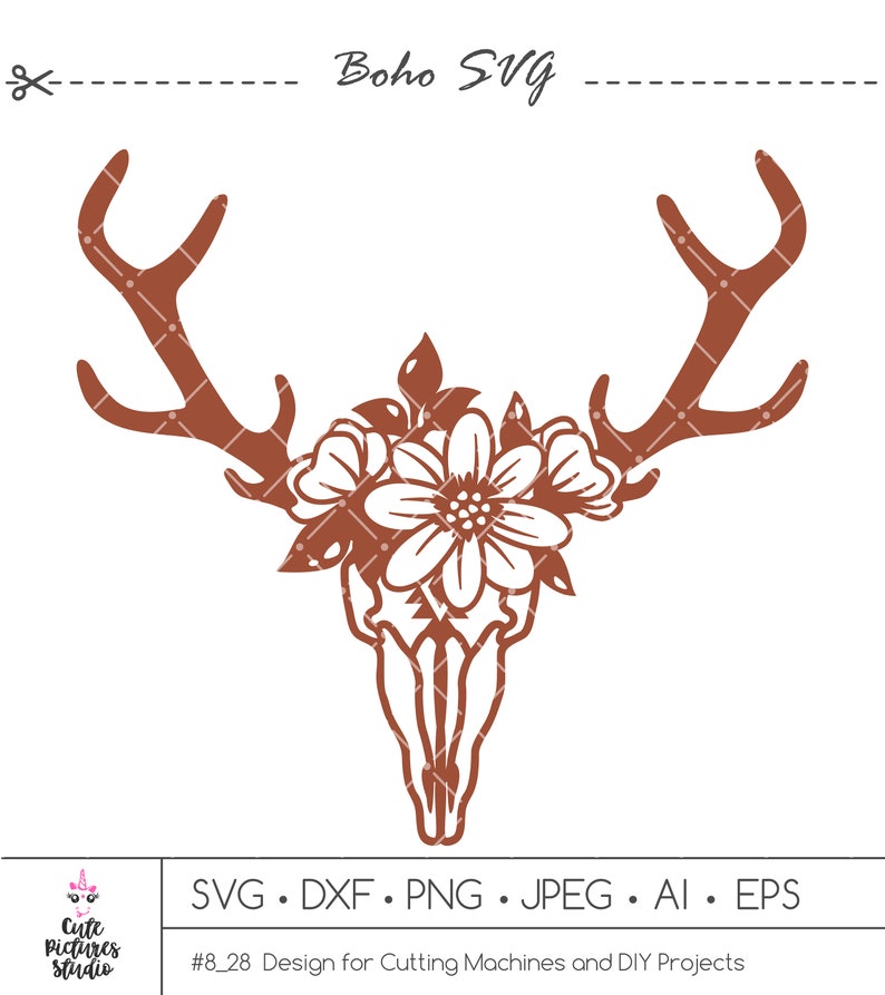 Floral Deer Skull SVG Floral Deer Antlers SVG Deer Skull | Etsy
