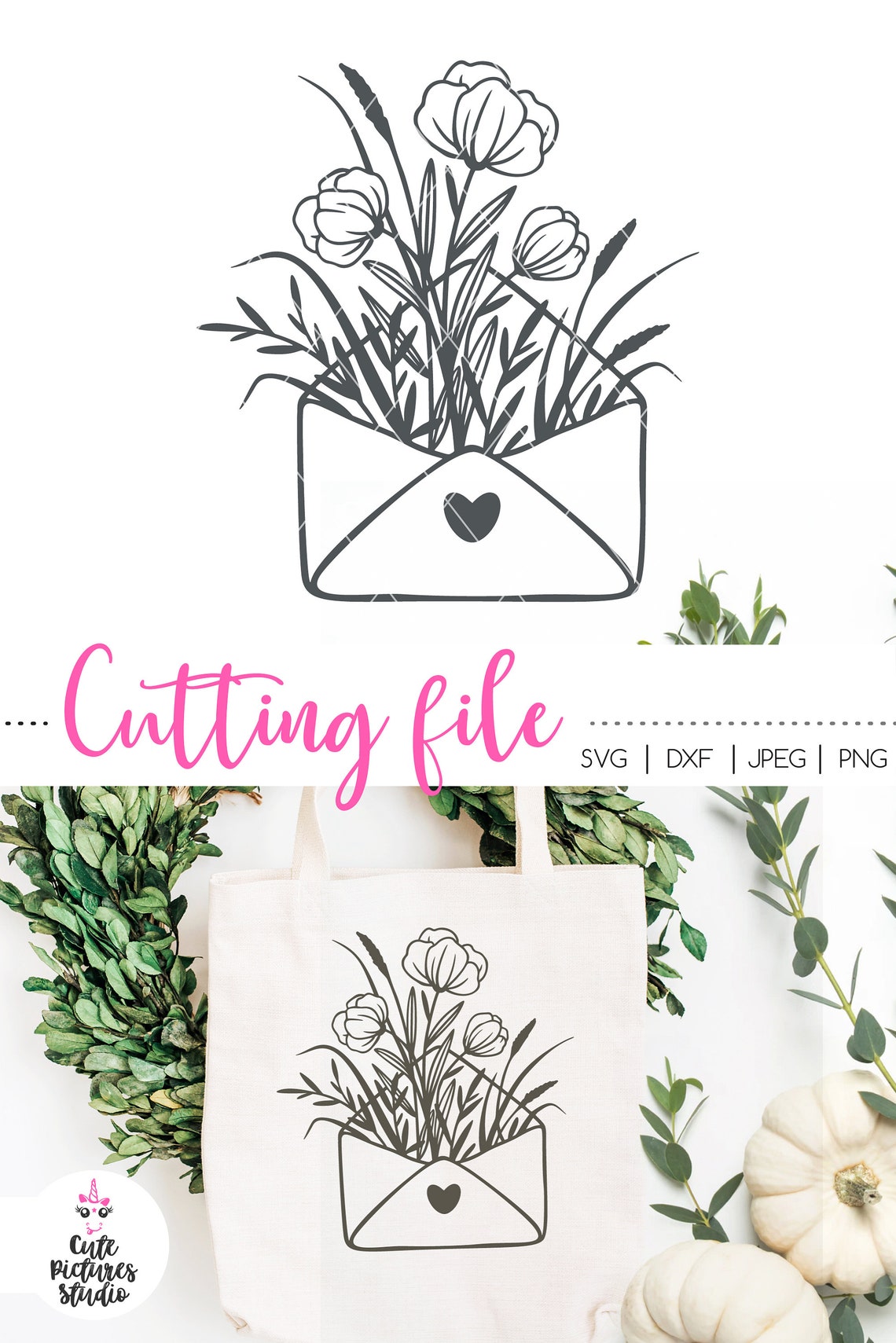 Download Floral envelope Cricut SVG cut file Wild Flower Cricut svg | Etsy