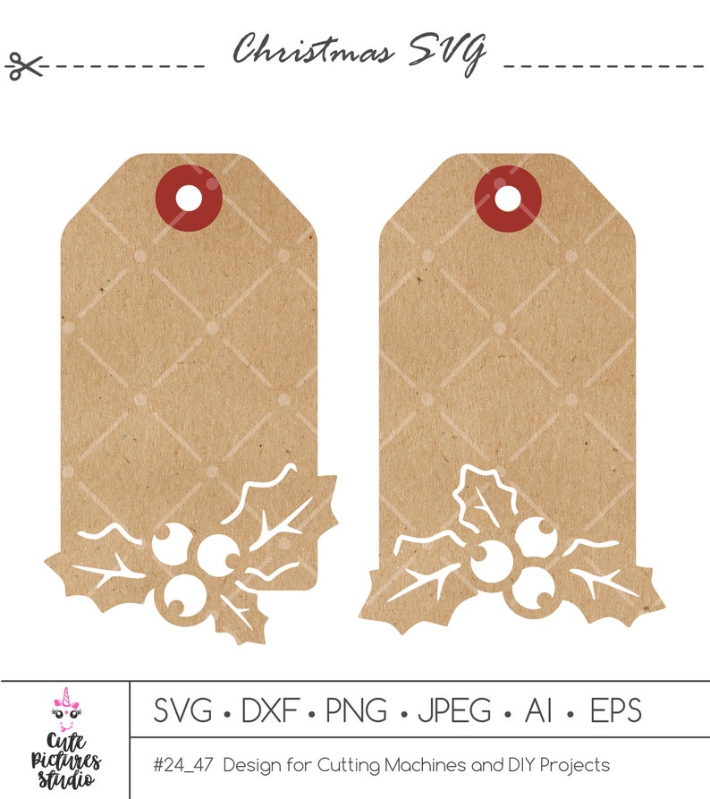 Download Christmas holly Gift Tag SVG Bundle cut file for ...