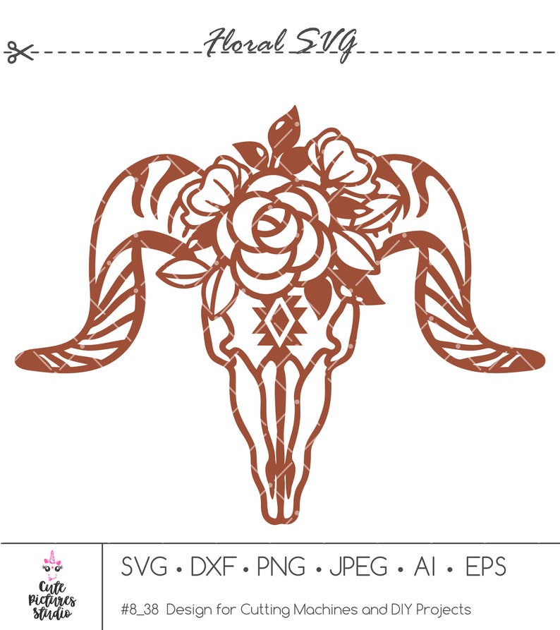 Download Floral Ram Skull SVG cut file Cow skull svg Flower Animal ...