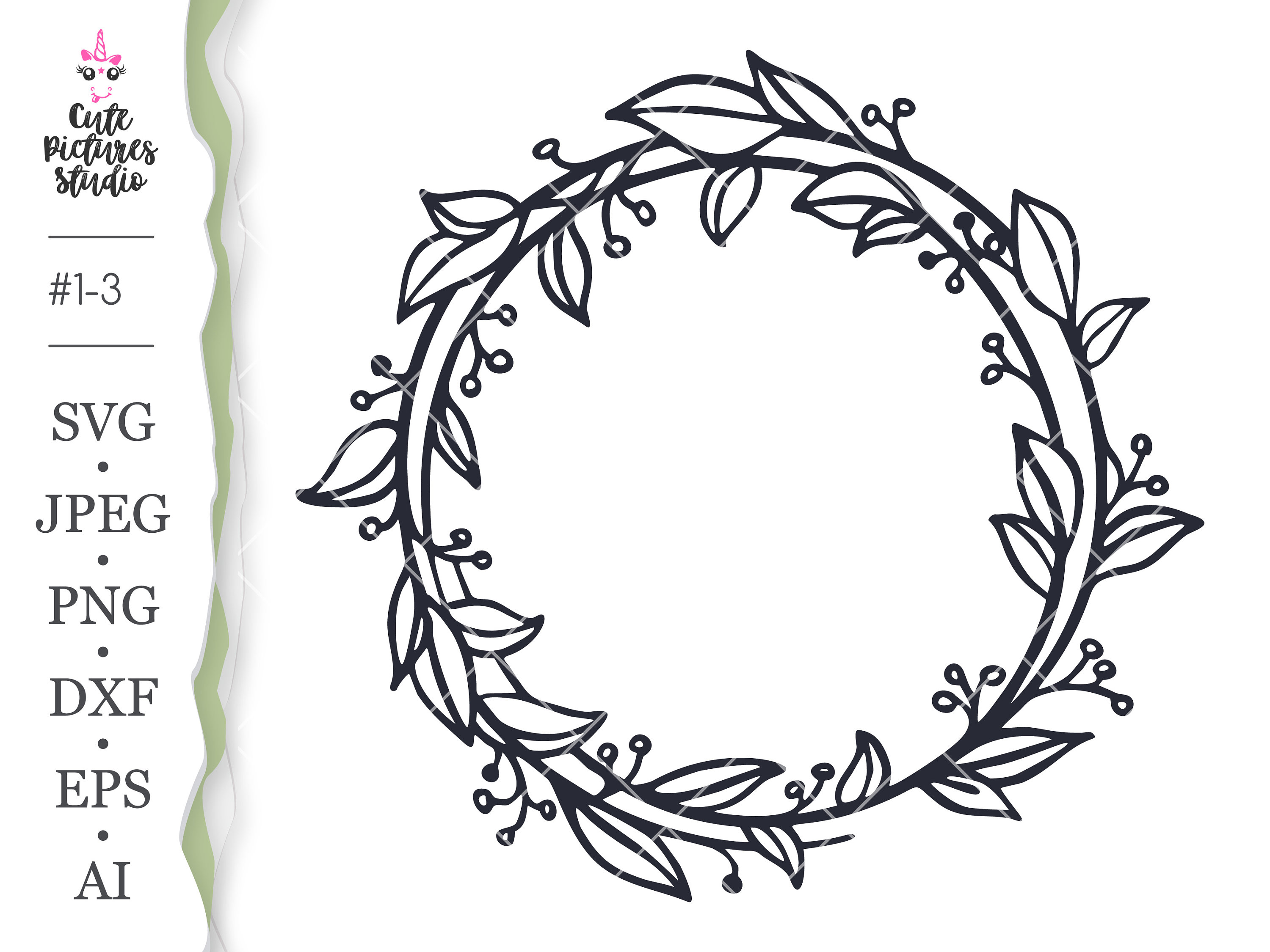 Download Leaves And Berries Wreath Cricut Svg Cut File Floral Monogram Etsy