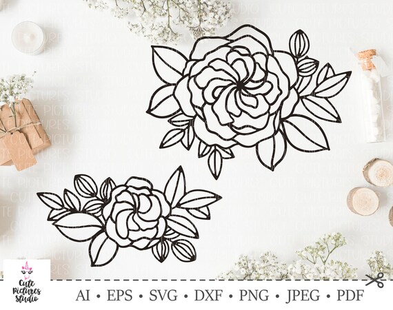 Download Gorgeous English Roses Rose Flowers Cut File Svg Dxf Png Etsy